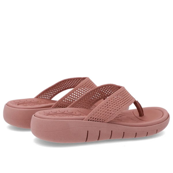 Chinelo Salto Rasteiro Tricot Rosa - Imagem 4