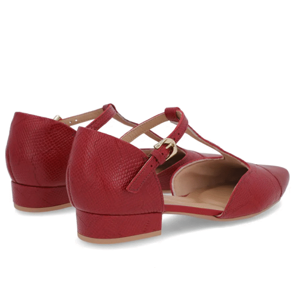 Scarpin Vermelho Couro Salto Bloco Fechado - Imagem 6