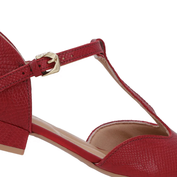 Scarpin Vermelho Couro Salto Bloco Fechado - Imagem 10