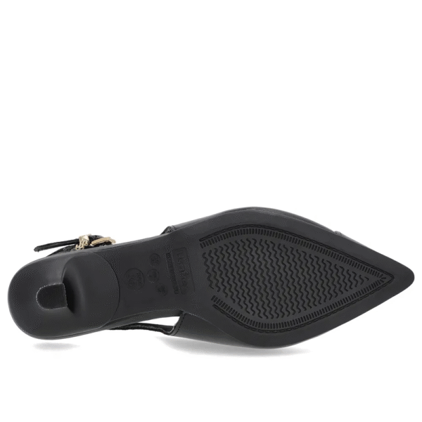 Slingback Preto Salto Kitten Semi Aberto Couro - Imagem 10