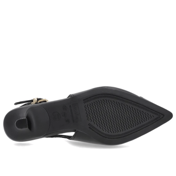 Slingback Preto Salto Kitten Semi Aberto Couro - Imagem 9