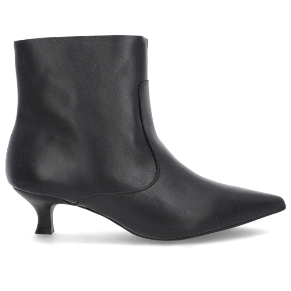 Bota Bico Fino Salto Kitten Preta Couro - Imagem 2