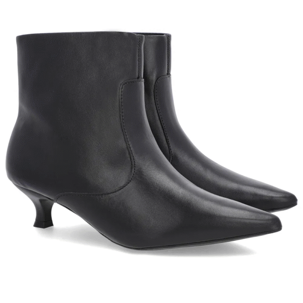 Bota Bico Fino Salto Kitten Preta Couro - Imagem 4