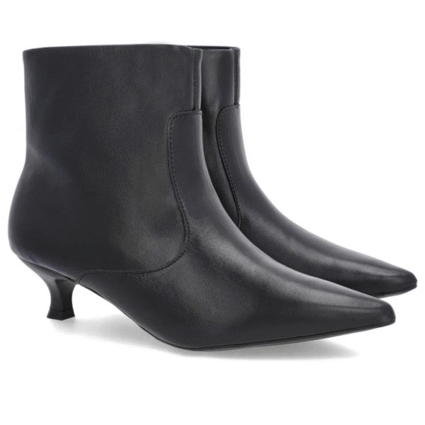 Bota Bico Fino Salto Kitten Preta Couro - Imagem 3