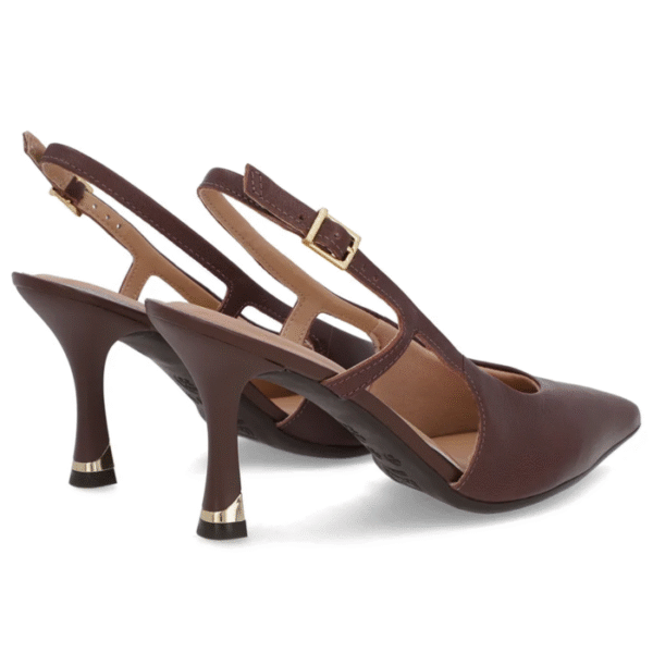 Slingback Marrom Tira Lateral Couro Textura - Imagem 5