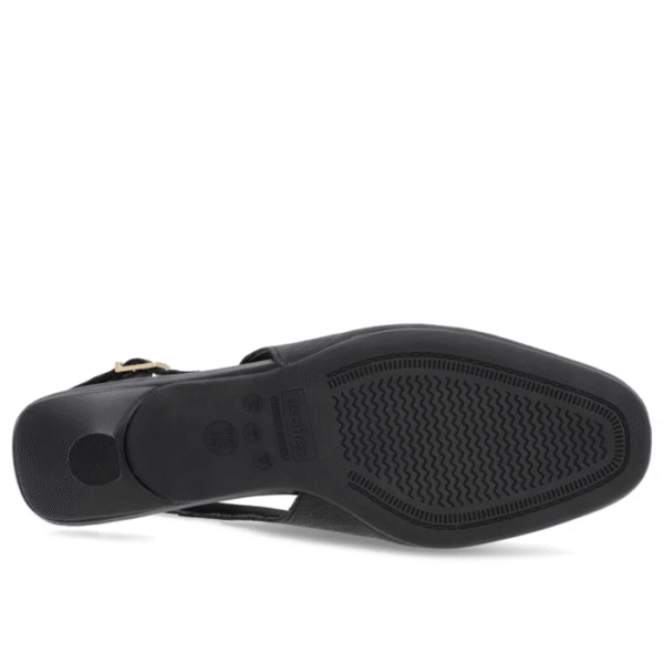 Slingback Preto Tira Calcanhar Couro Textura - Imagem 7