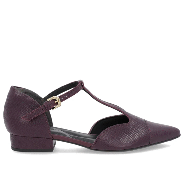 Scarpin Roxo Couro Salto Bloco Fechado - Imagem 2