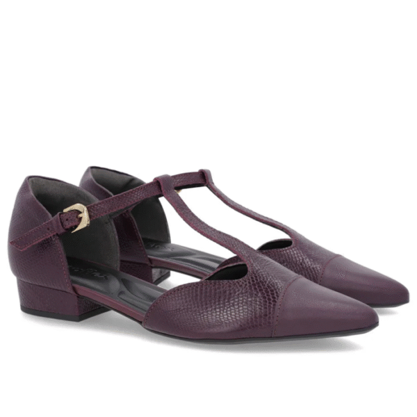 Scarpin Roxo Couro Salto Bloco Fechado - Imagem 3
