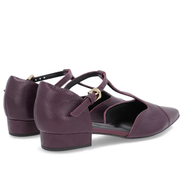 Scarpin Roxo Couro Salto Bloco Fechado - Imagem 5