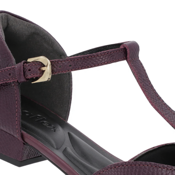 Scarpin Roxo Couro Salto Bloco Fechado - Imagem 7