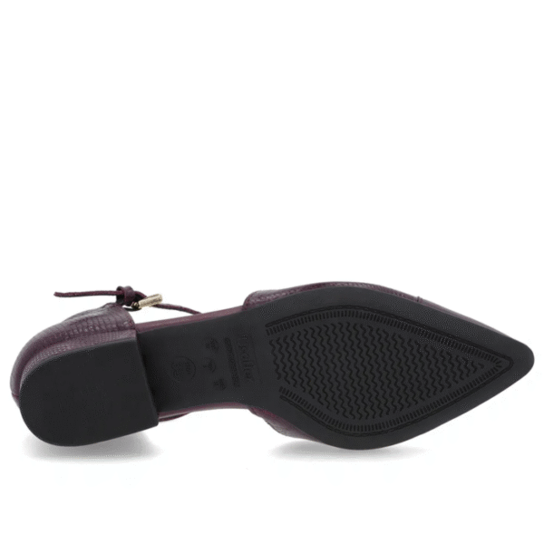 Scarpin Roxo Couro Salto Bloco Fechado - Imagem 9