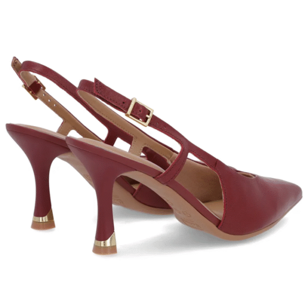 Slingback Vermelho Tira Lateral Couro Textura - Imagem 3
