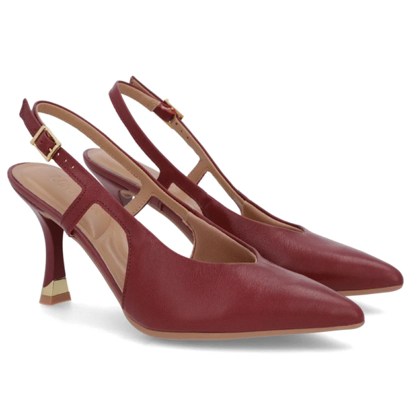 Slingback Vermelho Tira Lateral Couro Textura - Imagem 10