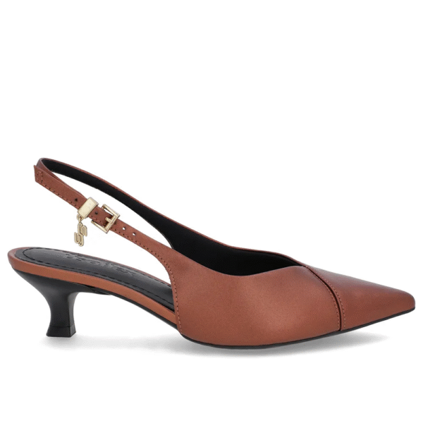 Slingback Cobre Salto Kitten Semi Aberto Couro - Imagem 2