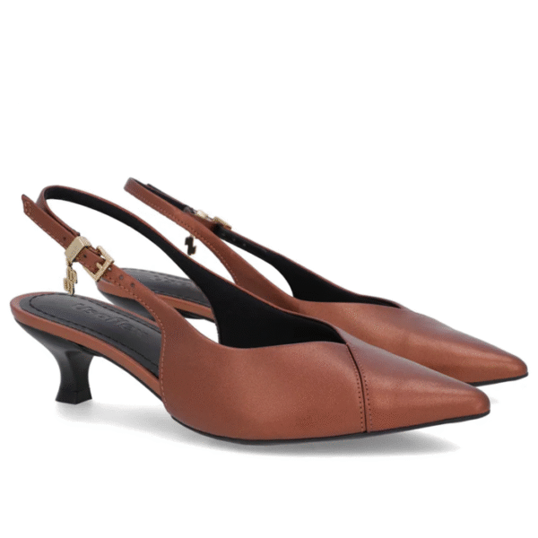 Slingback Cobre Salto Kitten Semi Aberto Couro - Imagem 3