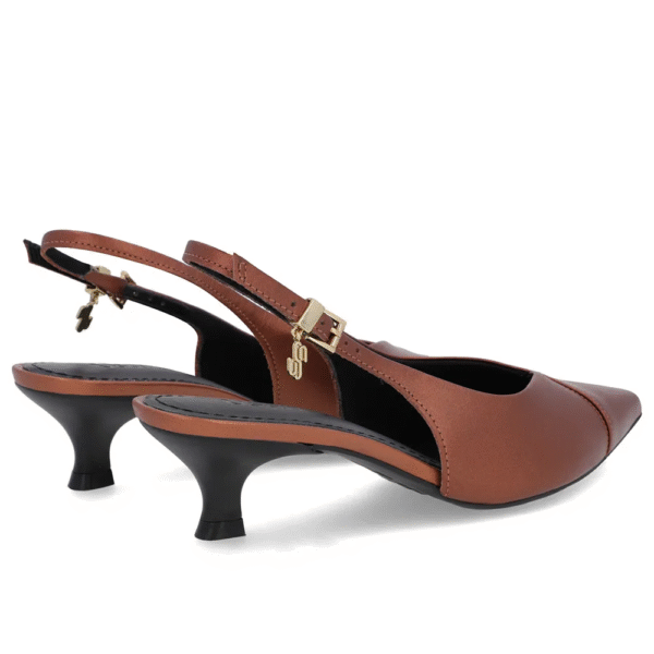 Slingback Cobre Salto Kitten Semi Aberto Couro - Imagem 6