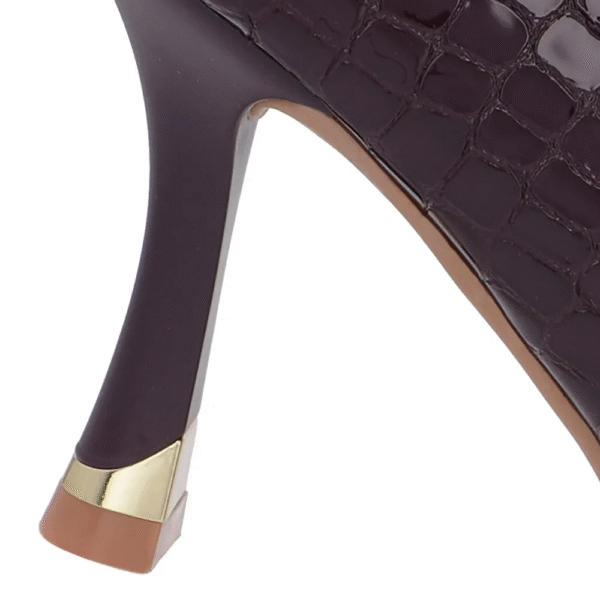 Scarpin Roxo Couro Bico Croco Fino Detalhe Recorte - Imagem 6