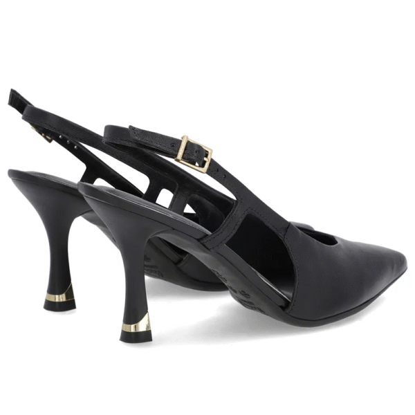 Slingback Preto Tira Lateral Couro Liso - Imagem 4