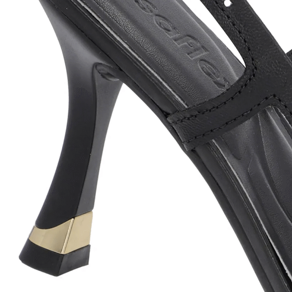 Slingback Preto Tira Lateral Couro Liso - Imagem 8