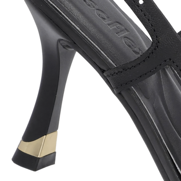 Slingback Preto Tira Lateral Couro Liso - Imagem 7