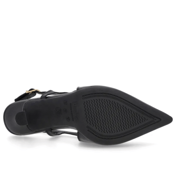Slingback Preto Tira Lateral Couro Liso - Imagem 9