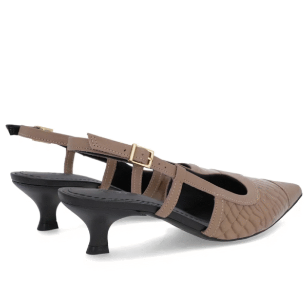 Slingback Marrom Salto Kitten Couro Croco - Imagem 5