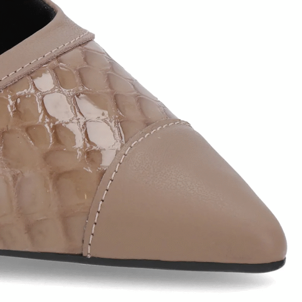 Slingback Marrom Salto Kitten Couro Croco - Imagem 8