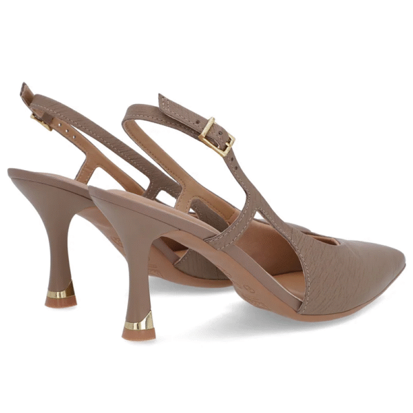 Slingback Marrom Tira Lateral Couro Textura - Imagem 4
